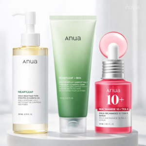 Anua 3-Step Glass Skin Set, Double Cleansing with Facial Serum
